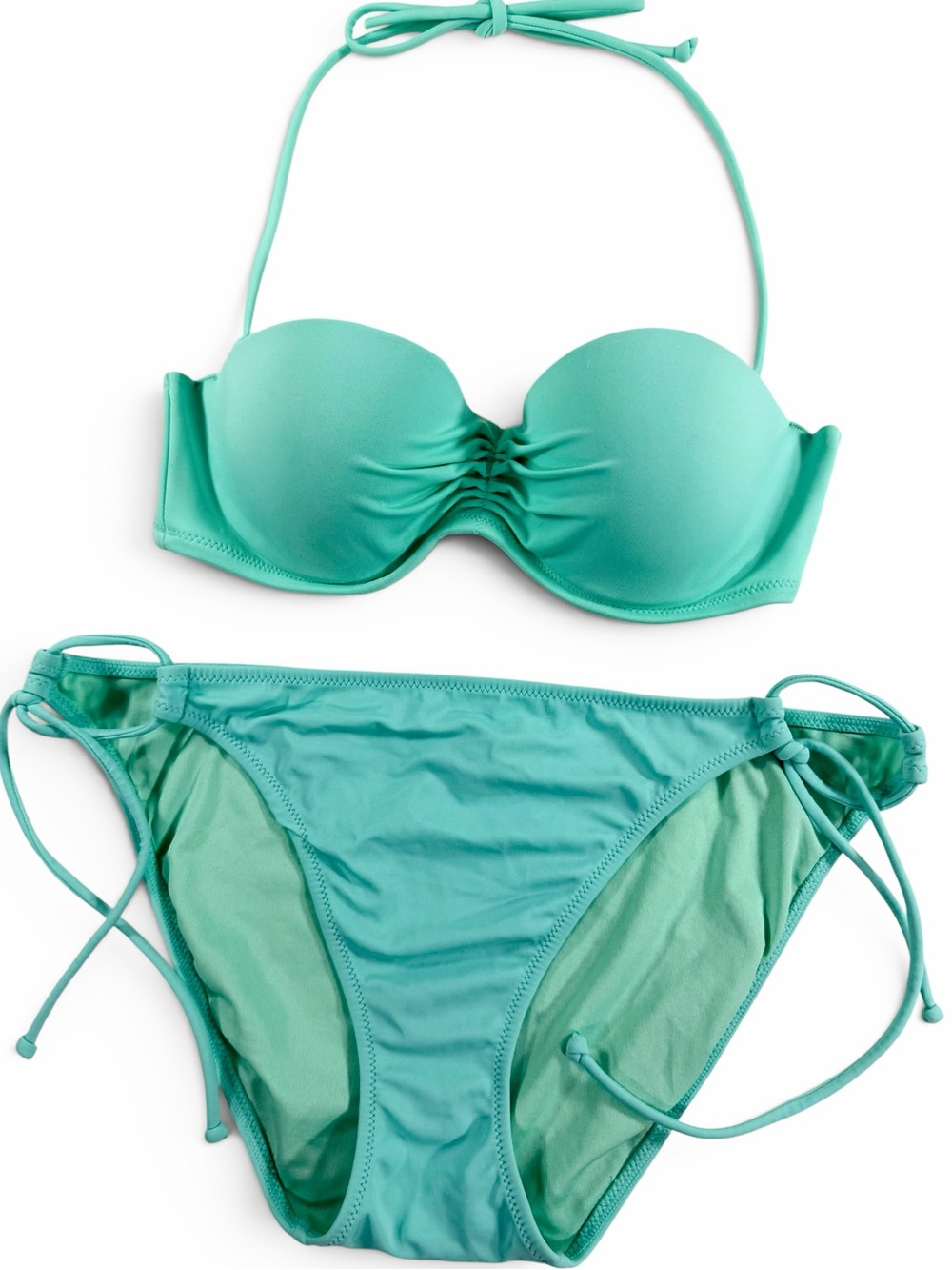 Victoria’s Secret Bandeau Bikini Set Mint Turquoise 32B Top M Bottom